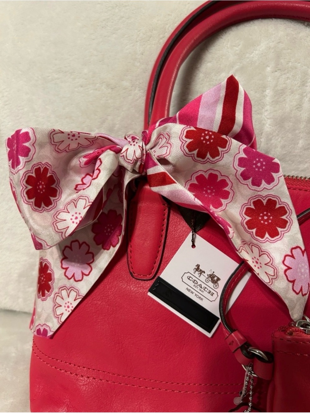 Coach Pink silk scarf twilly for hair or bag